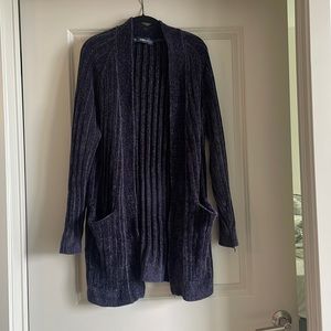 Navy chenille Zara long cardigan